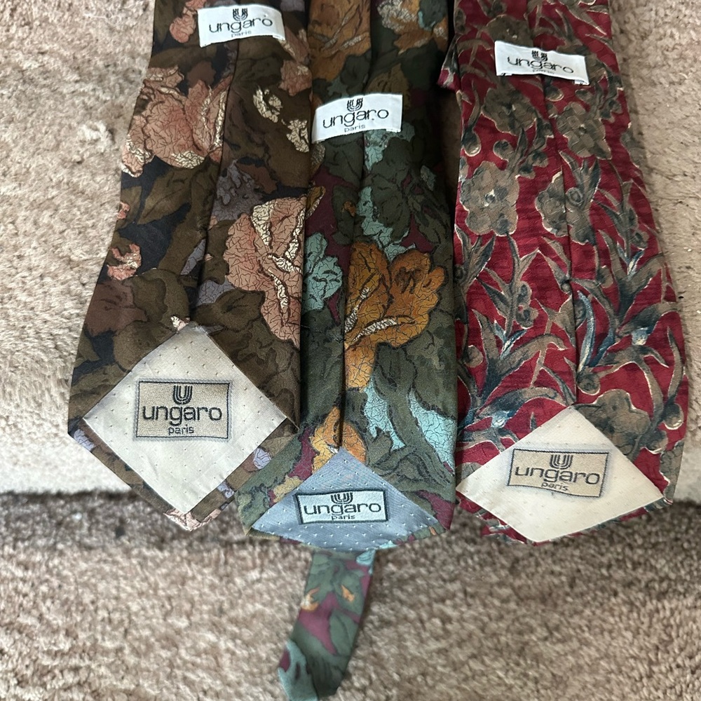Emanuel Ungaro Floral Ties - Brown, Green, Red